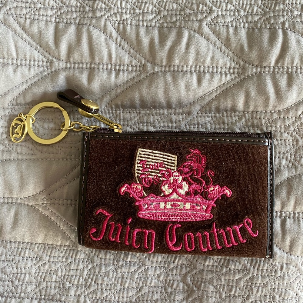Juicy Couture Brown velvet coin purse